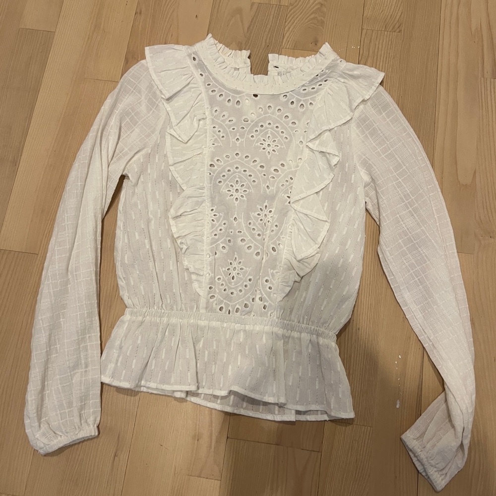 White Ruffled Blouse - Picture 2 of 4